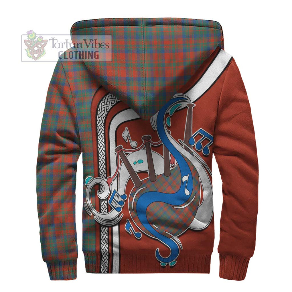 Matheson Ancient Tartan Sherpa Hoodie with Epic Bagpipe Style - Tartanvibesclothing Shop