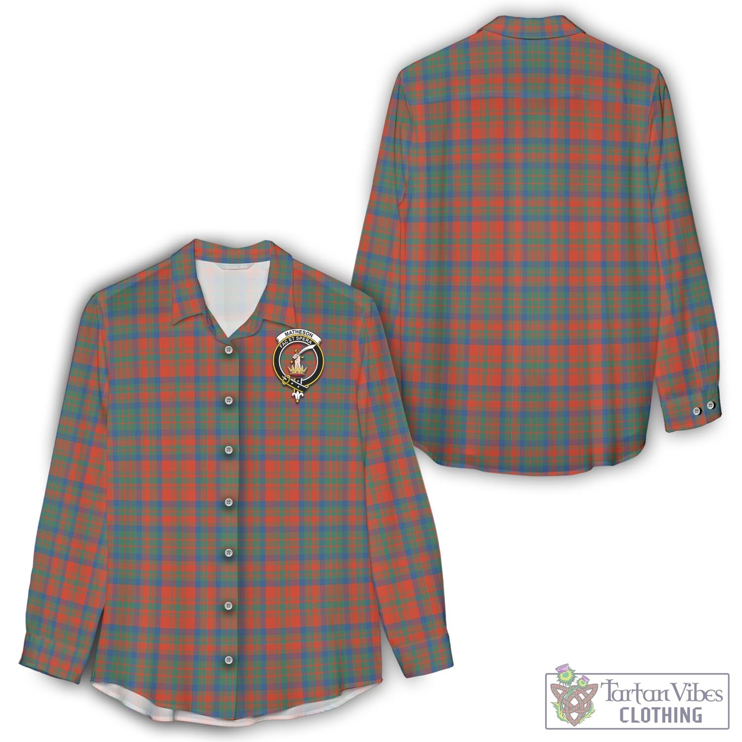 Tartan Vibes Clothing Matheson Ancient Tartan Womens Casual Shirt with Family Crest