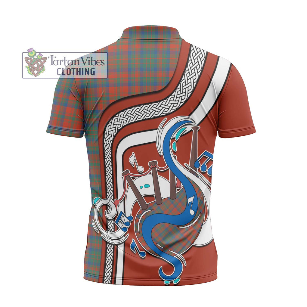 Matheson Ancient Tartan Zipper Polo Shirt with Epic Bagpipe Style - Tartanvibesclothing Shop