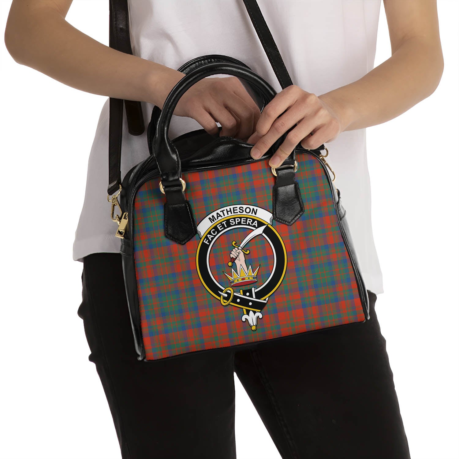 Matheson Ancient Tartan Shoulder Handbags with Family Crest - Tartanvibesclothing