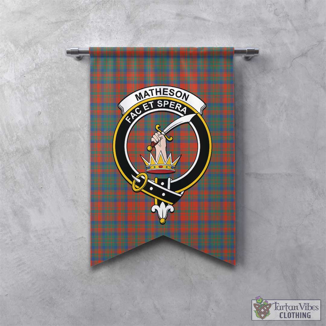 Tartan Vibes Clothing Matheson Ancient Tartan Gonfalon, Tartan Banner with Family Crest