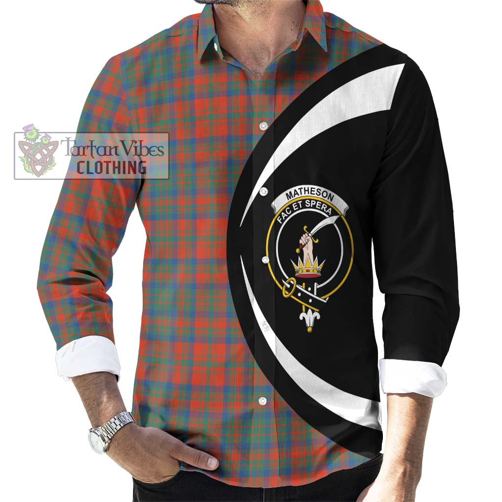 Tartan Vibes Clothing Matheson Ancient Tartan Long Sleeve Button Up with Family Crest Circle Style