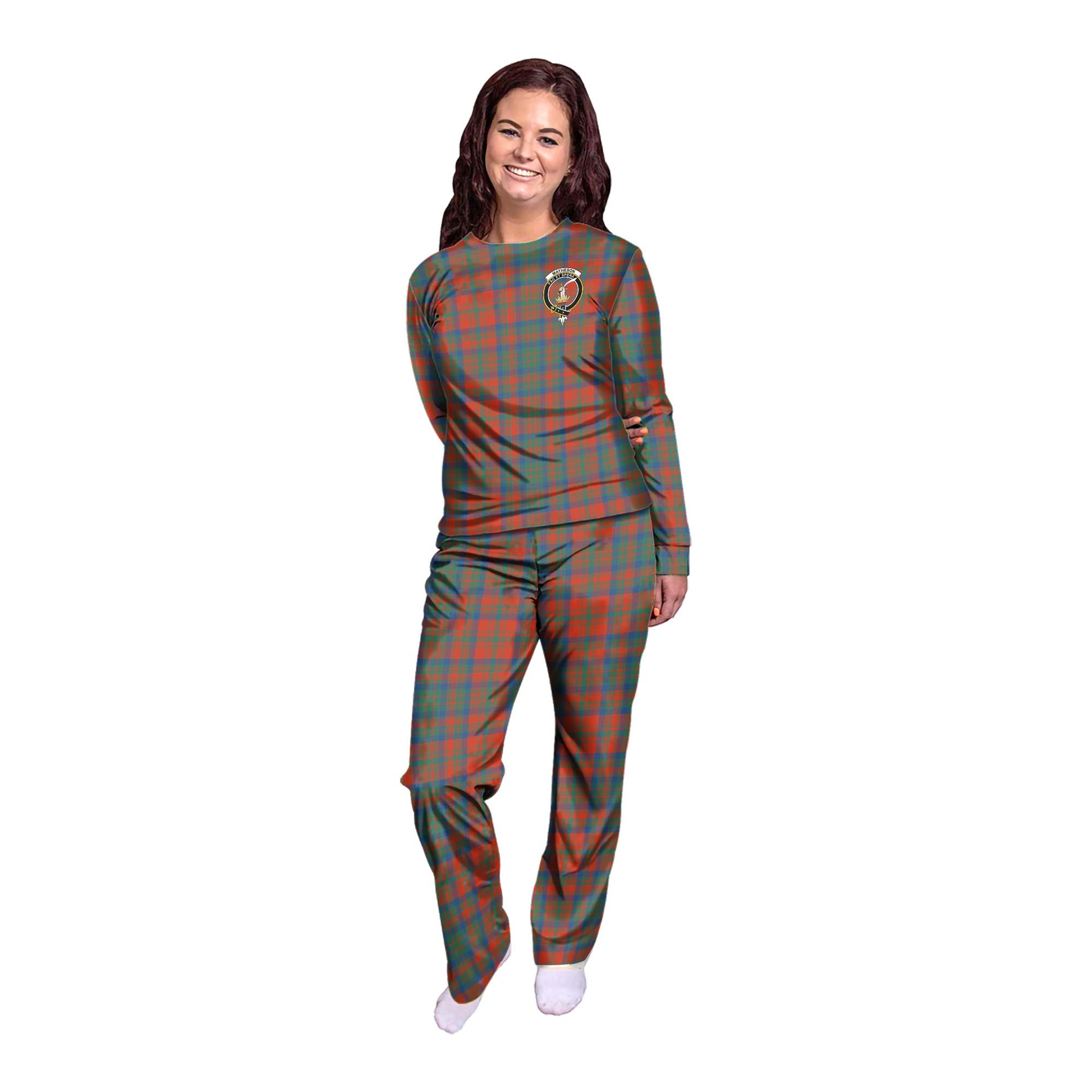 Matheson Ancient Tartan Pajamas Family Set with Family Crest - Tartanvibesclothing