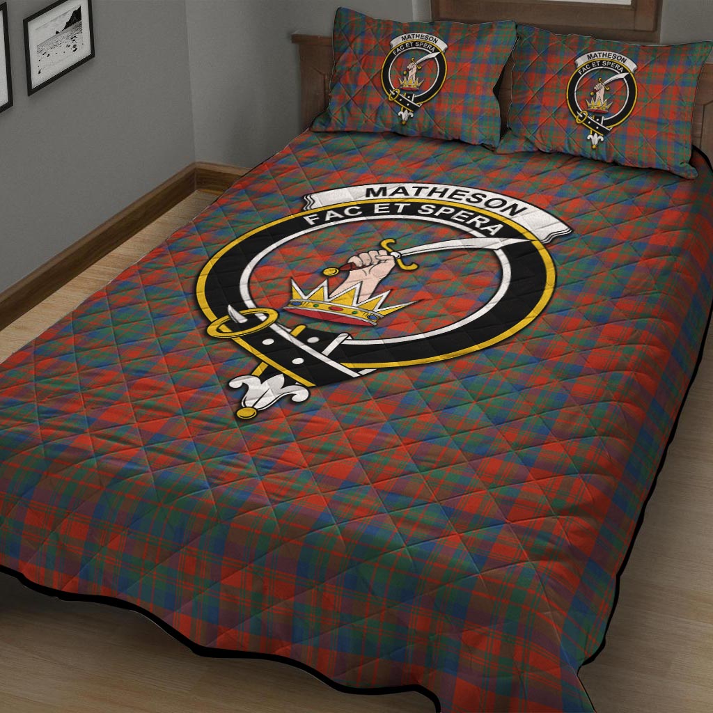 Matheson Ancient Tartan Quilt Bed Set with Family Crest - Tartan Vibes Clothing