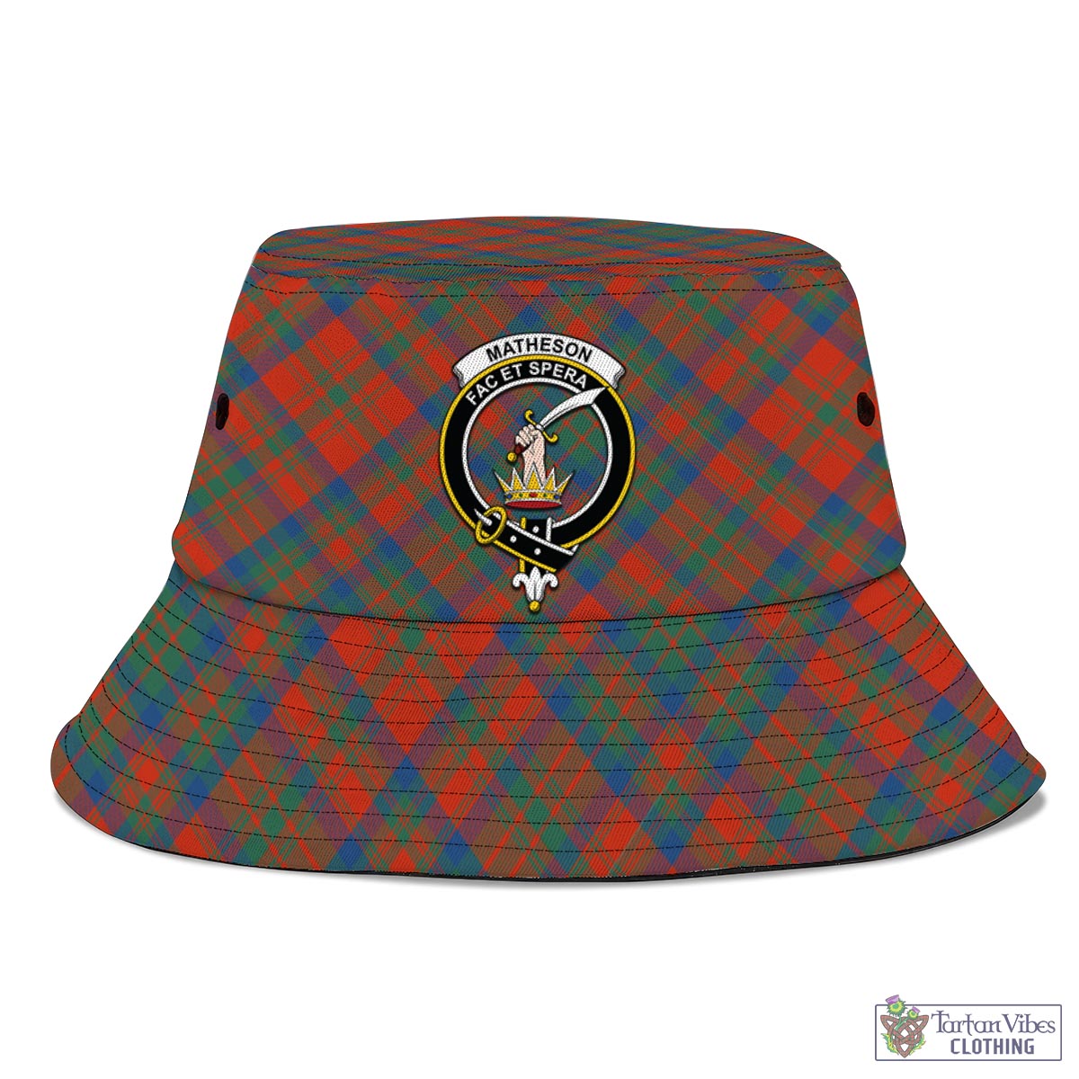 Tartan Vibes Clothing Matheson Ancient Tartan Bucket Hat with Family Crest