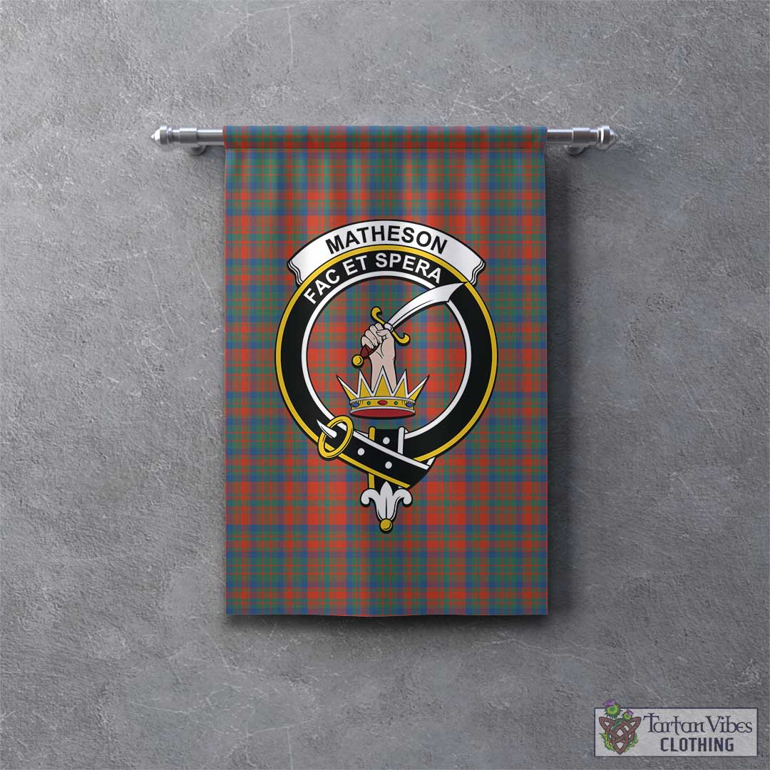 Tartan Vibes Clothing Matheson Ancient Tartan Gonfalon, Tartan Banner with Family Crest