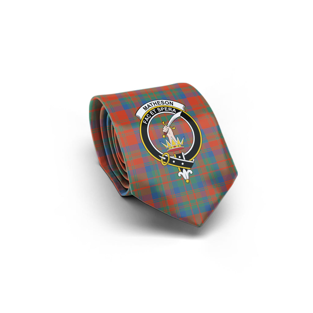 Matheson Ancient Tartan Classic Necktie with Family Crest - Tartan Vibes Clothing