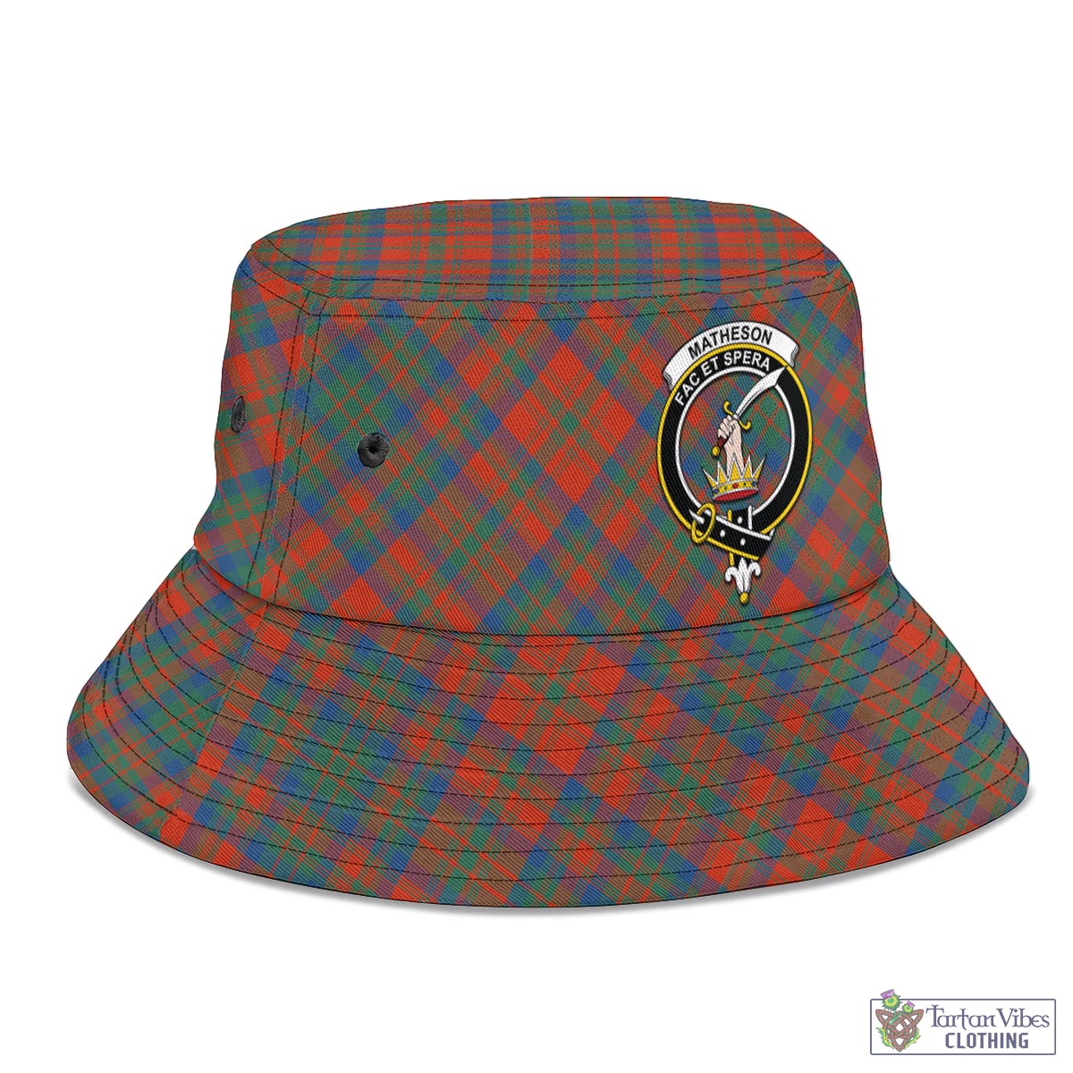 Tartan Vibes Clothing Matheson Ancient Tartan Bucket Hat with Family Crest