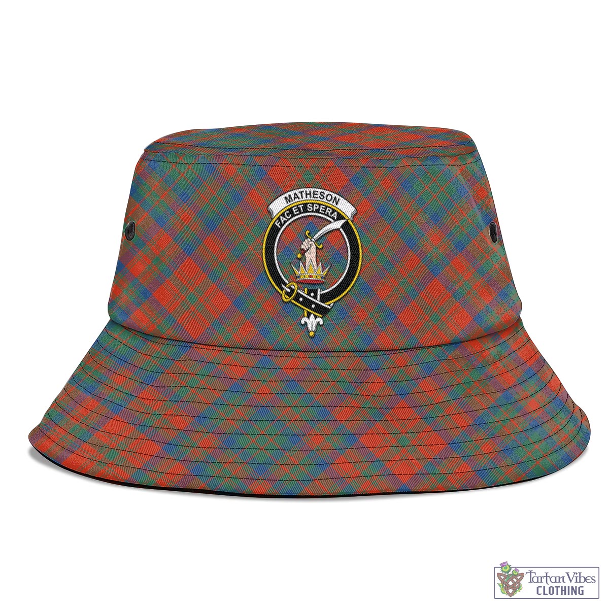 Tartan Vibes Clothing Matheson Ancient Tartan Bucket Hat with Family Crest