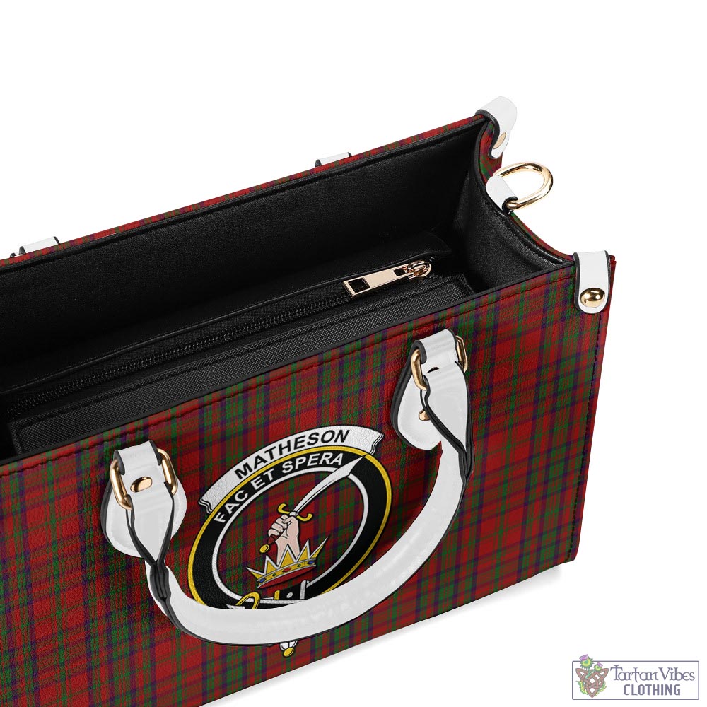 Tartan Vibes Clothing Matheson Dress Tartan Luxury Leather Handbags with Family Crest