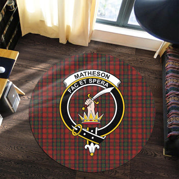 Matheson Dress Tartan Round Rug with Family Crest