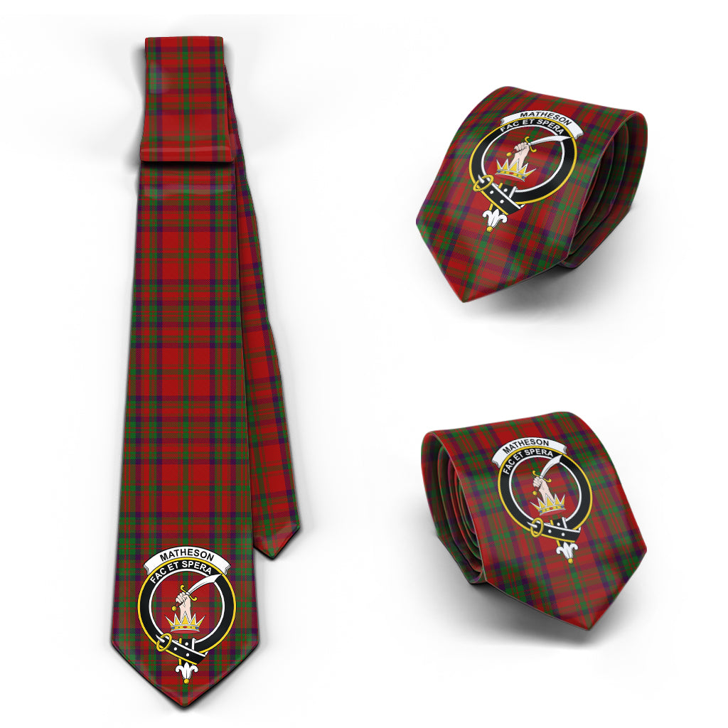 Matheson Dress Tartan Classic Necktie with Family Crest Necktie One Size - Tartan Vibes Clothing