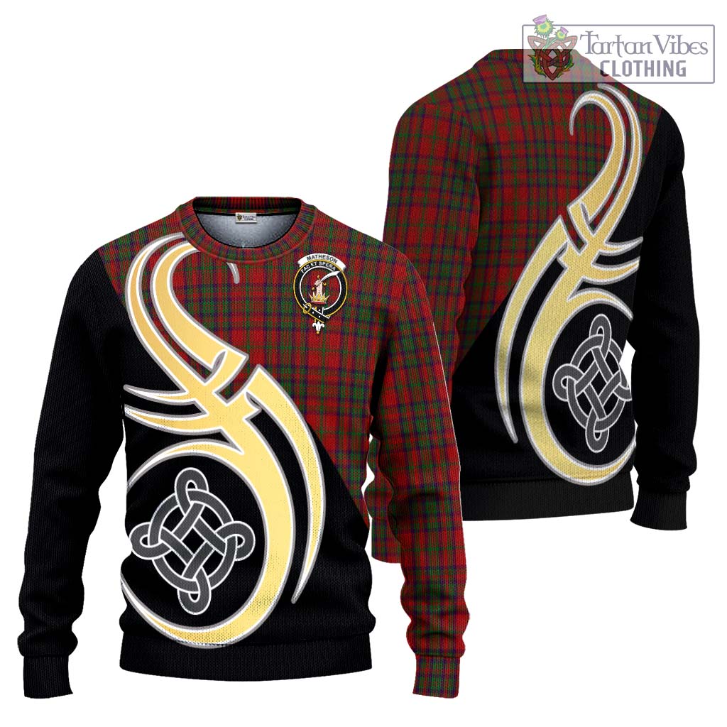 Matheson Dress Tartan Knitted Sweater with Family Crest and Celtic Symbol Style Unisex - Tartan Vibes Clothing