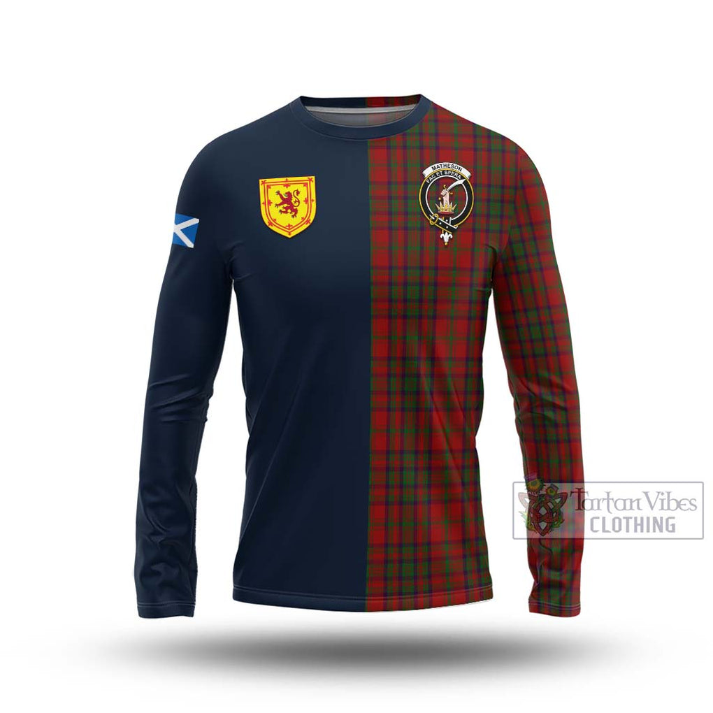 Tartan Vibes Clothing Matheson Dress Tartan Long Sleeve T-Shirt with Scottish Lion Royal Arm Half Style