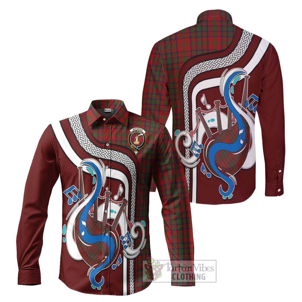 Tartan Vibes Clothing Matheson Dress Tartan Long Sleeve Button Shirt with Epic Bagpipe Style