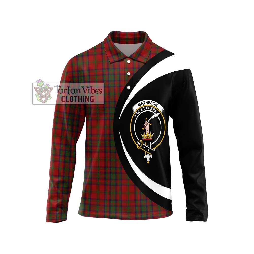 Matheson Dress Tartan Long Sleeve Polo Shirt with Family Crest Circle Style Unisex - Tartan Vibes Clothing