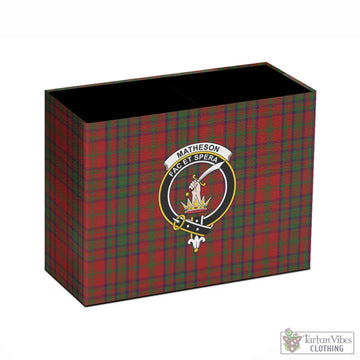 Matheson Dress Tartan Pen Holder with Family Crest