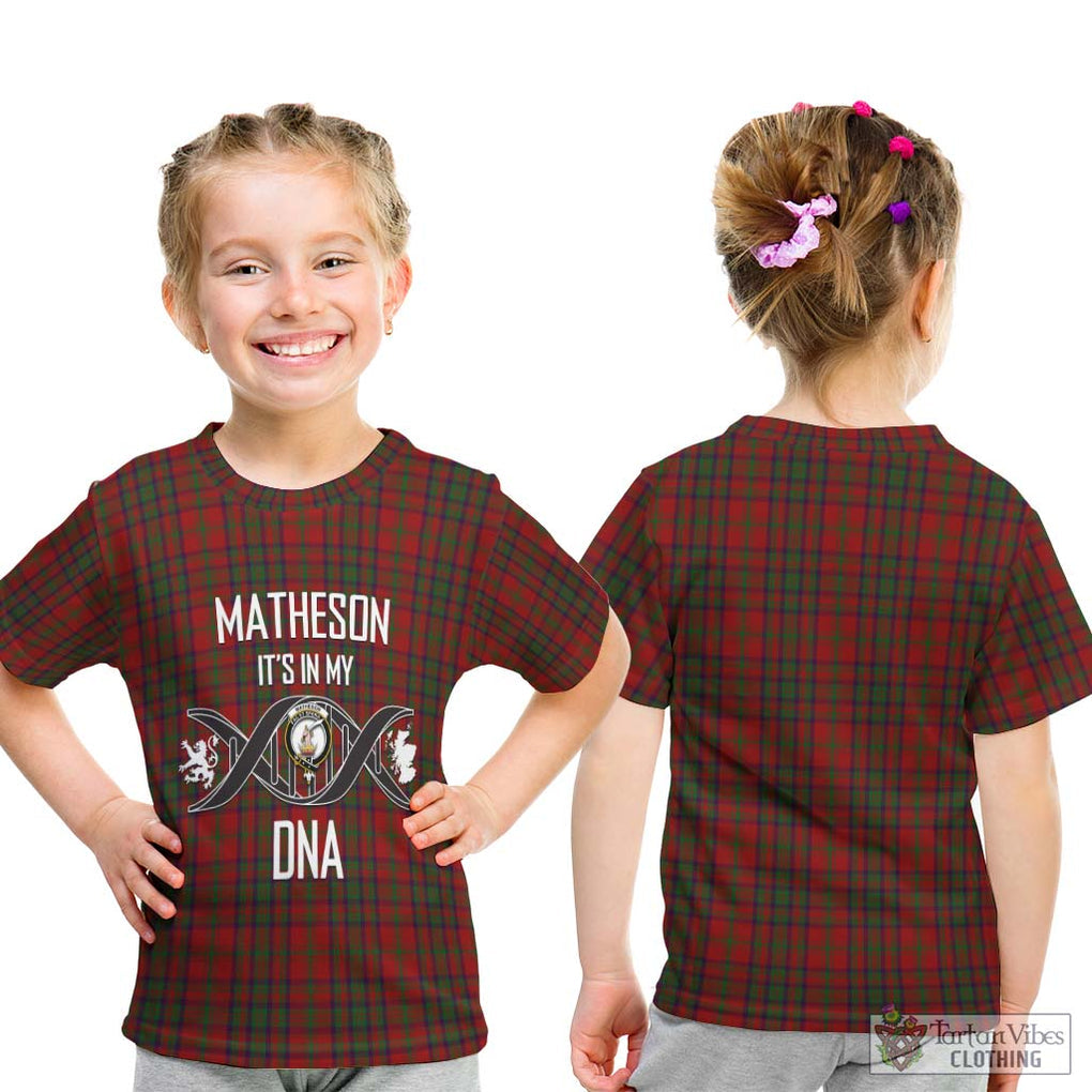 Matheson Dress Tartan Kid T-Shirt with Family Crest DNA In Me Style - Tartanvibesclothing Shop