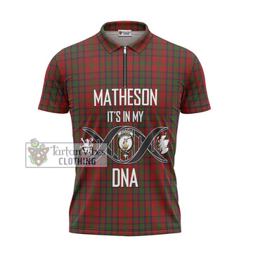 Matheson Dress Tartan Zipper Polo Shirt with Family Crest DNA In Me Style