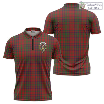 Matheson Dress Tartan Zipper Polo Shirt with Family Crest