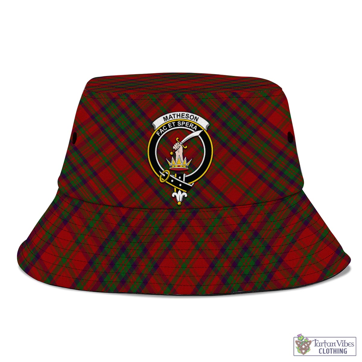 Tartan Vibes Clothing Matheson Dress Tartan Bucket Hat with Family Crest