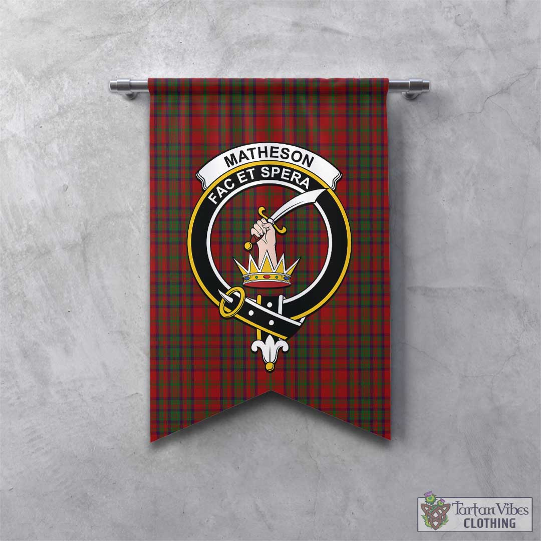 Tartan Vibes Clothing Matheson Dress Tartan Gonfalon, Tartan Banner with Family Crest