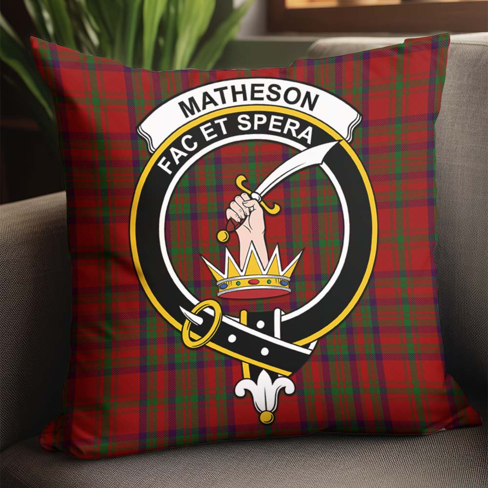 Matheson Dress Tartan Pillow Cover with Family Crest - Tartanvibesclothing