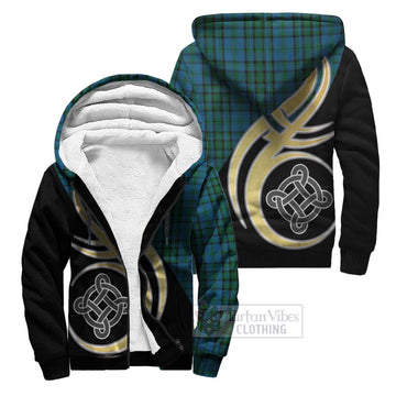 Matheson Hunting Tartan Sherpa Hoodie with Family Crest and Celtic Symbol Style