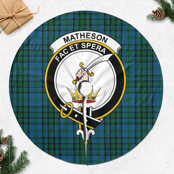 Matheson Hunting Tartan Christmas Tree Skirt with Family Crest