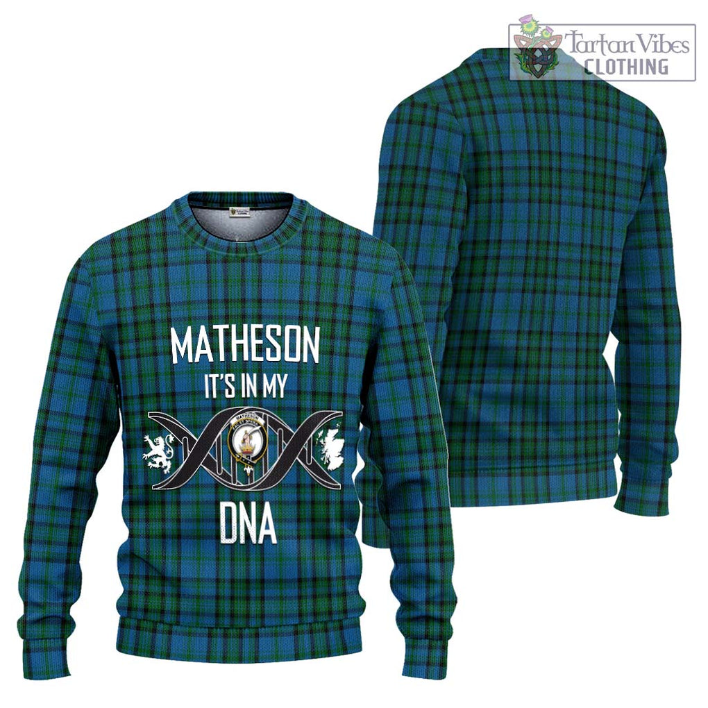 Matheson Hunting Tartan Knitted Sweater with Family Crest DNA In Me Style Unisex - Tartanvibesclothing Shop