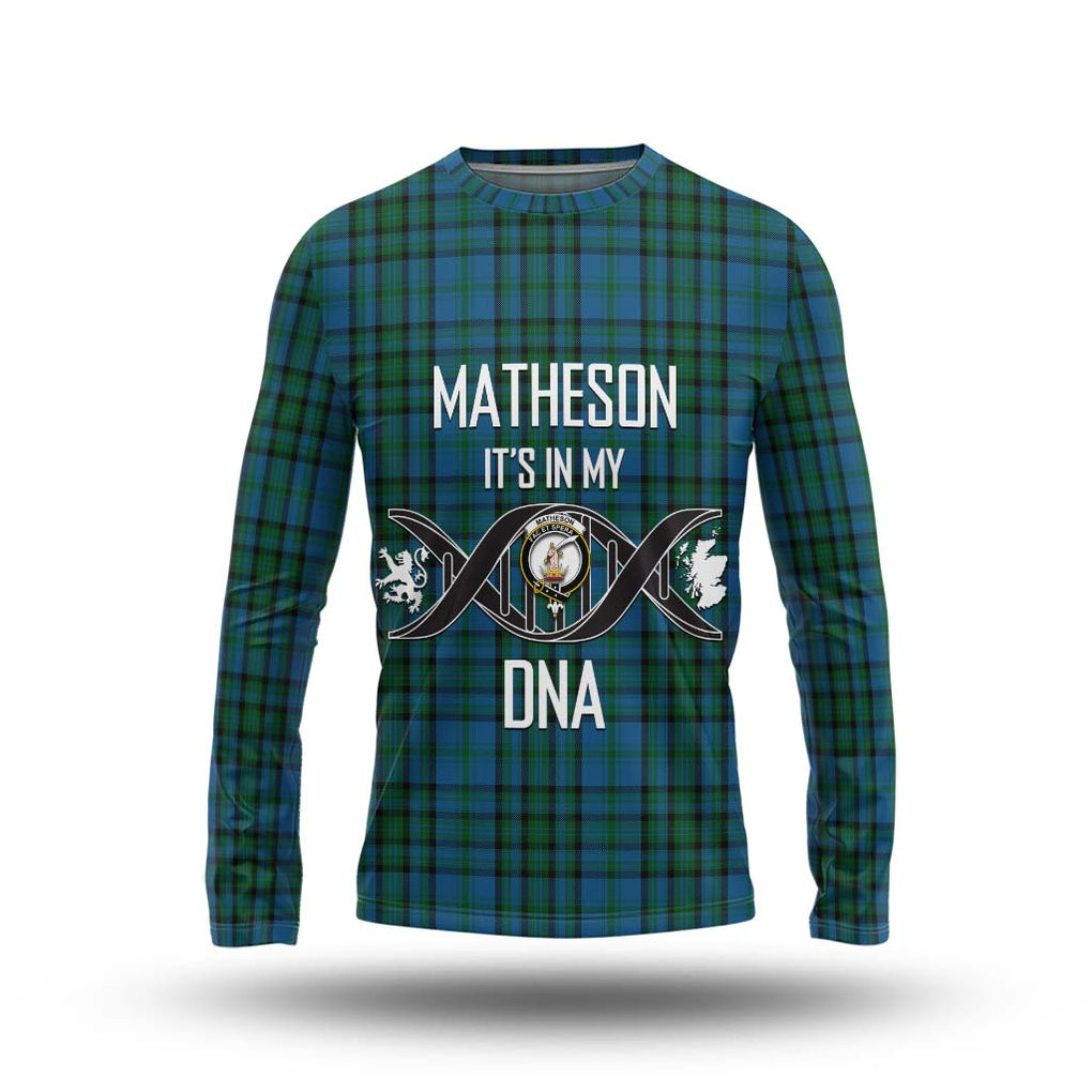 Matheson Hunting Tartan Long Sleeve T-Shirt with Family Crest DNA In Me Style Unisex - Tartanvibesclothing Shop