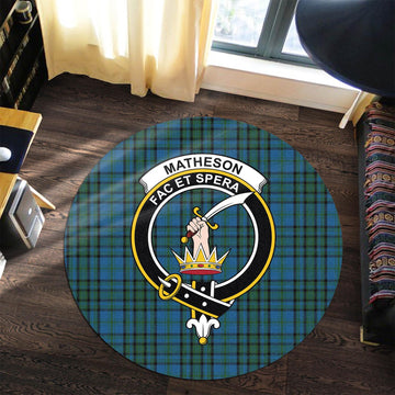 Matheson Hunting Tartan Round Rug with Family Crest