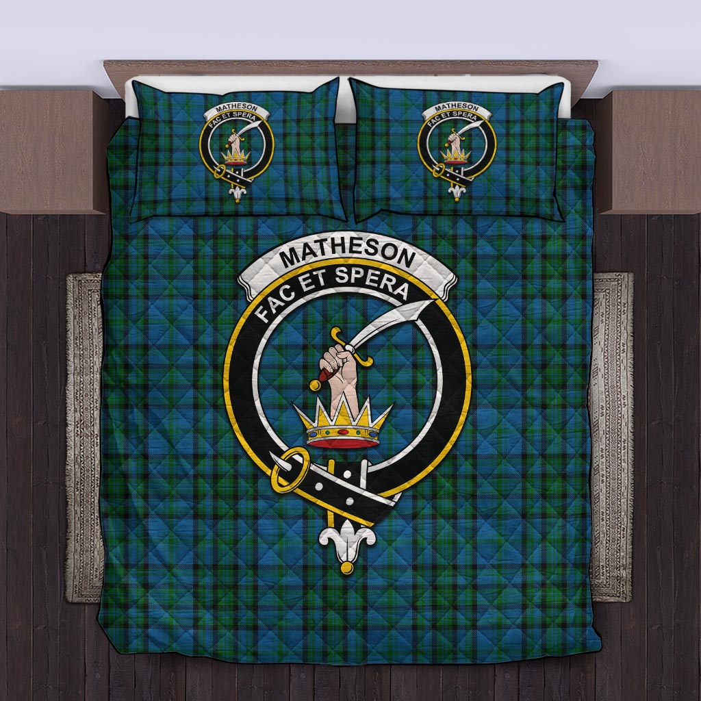 Matheson Hunting Tartan Quilt Bed Set with Family Crest Twin - Tartan Vibes Clothing