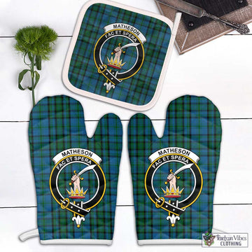 Matheson Hunting Tartan Combo Oven Mitt & Pot-Holder with Family Crest