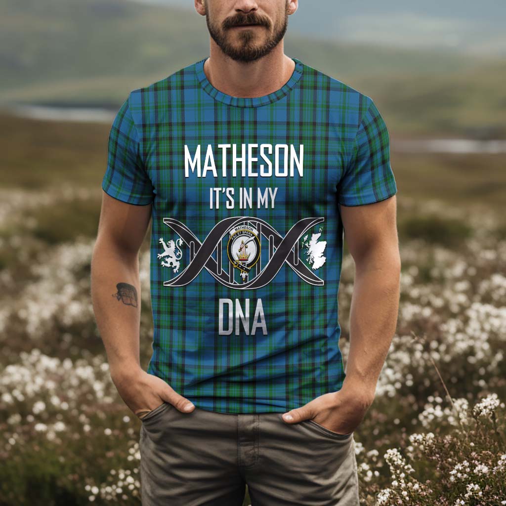 Tartan Vibes Clothing Matheson Hunting Tartan T-Shirt with Family Crest DNA In Me Style