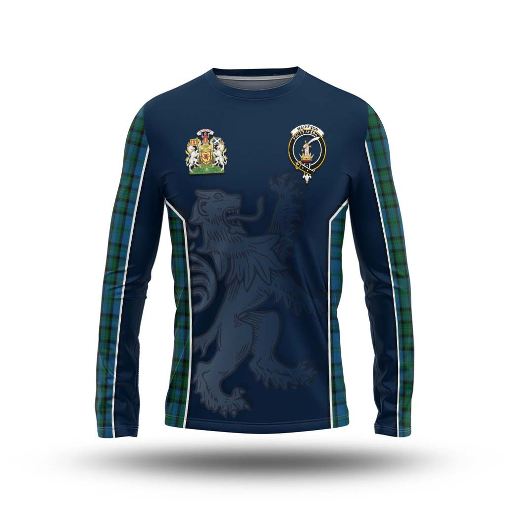 Matheson Hunting Tartan Long Sleeve T-Shirt with Family Crest and Lion Rampant Vibes Sport Style Unisex - Tartan Vibes Clothing