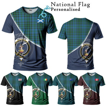 Matheson Hunting Tartan T-Shirt with Personalised National Flag and Family Crest Half Style