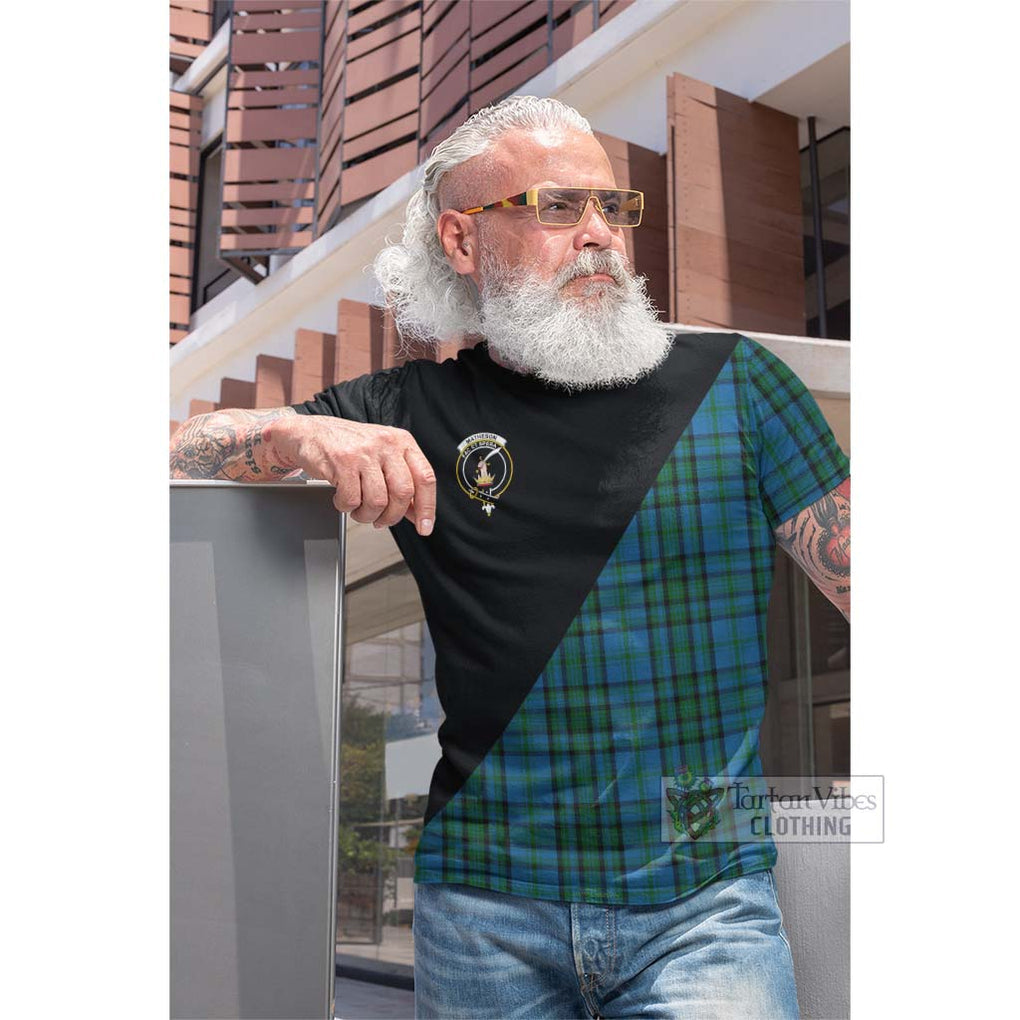 Tartan Vibes Clothing Matheson Hunting Tartan Cotton T-shirt with Family Crest and Military Logo Style