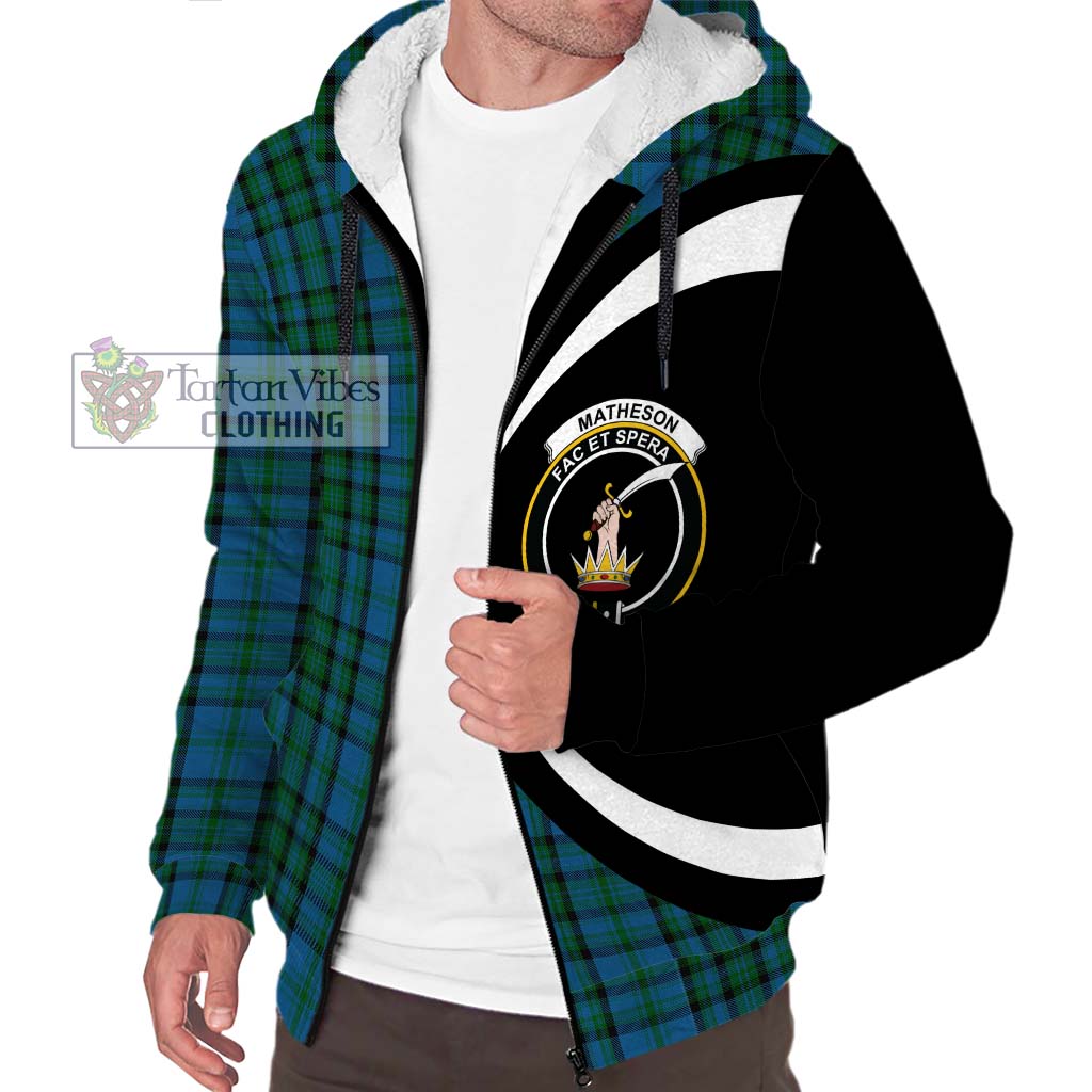 Matheson Hunting Tartan Sherpa Hoodie with Family Crest Circle Style Unisex S - Tartan Vibes Clothing