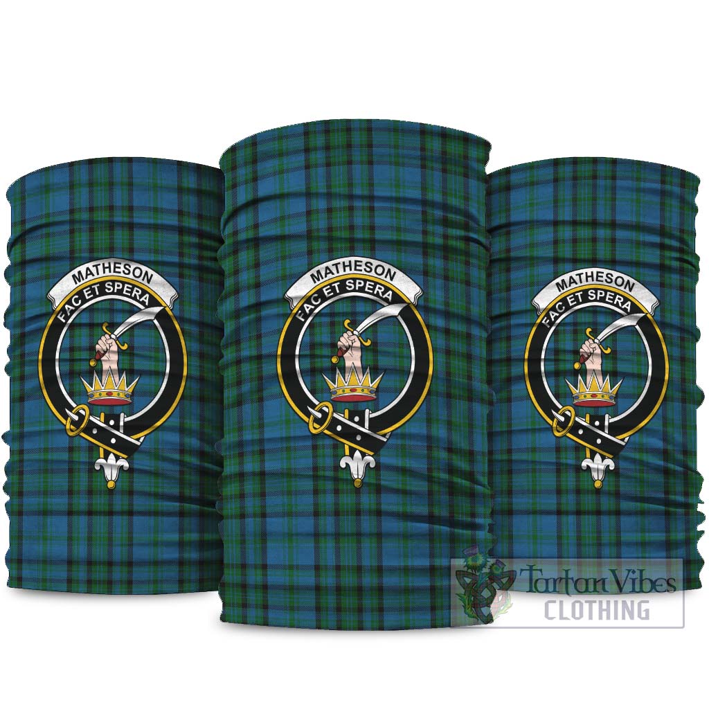 Matheson Hunting Tartan Neck Gaiters, Tartan Bandanas, Tartan Head Band with Family Crest