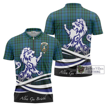 Matheson Hunting Tartan Zipper Polo Shirt with Alba Gu Brath Regal Lion Emblem