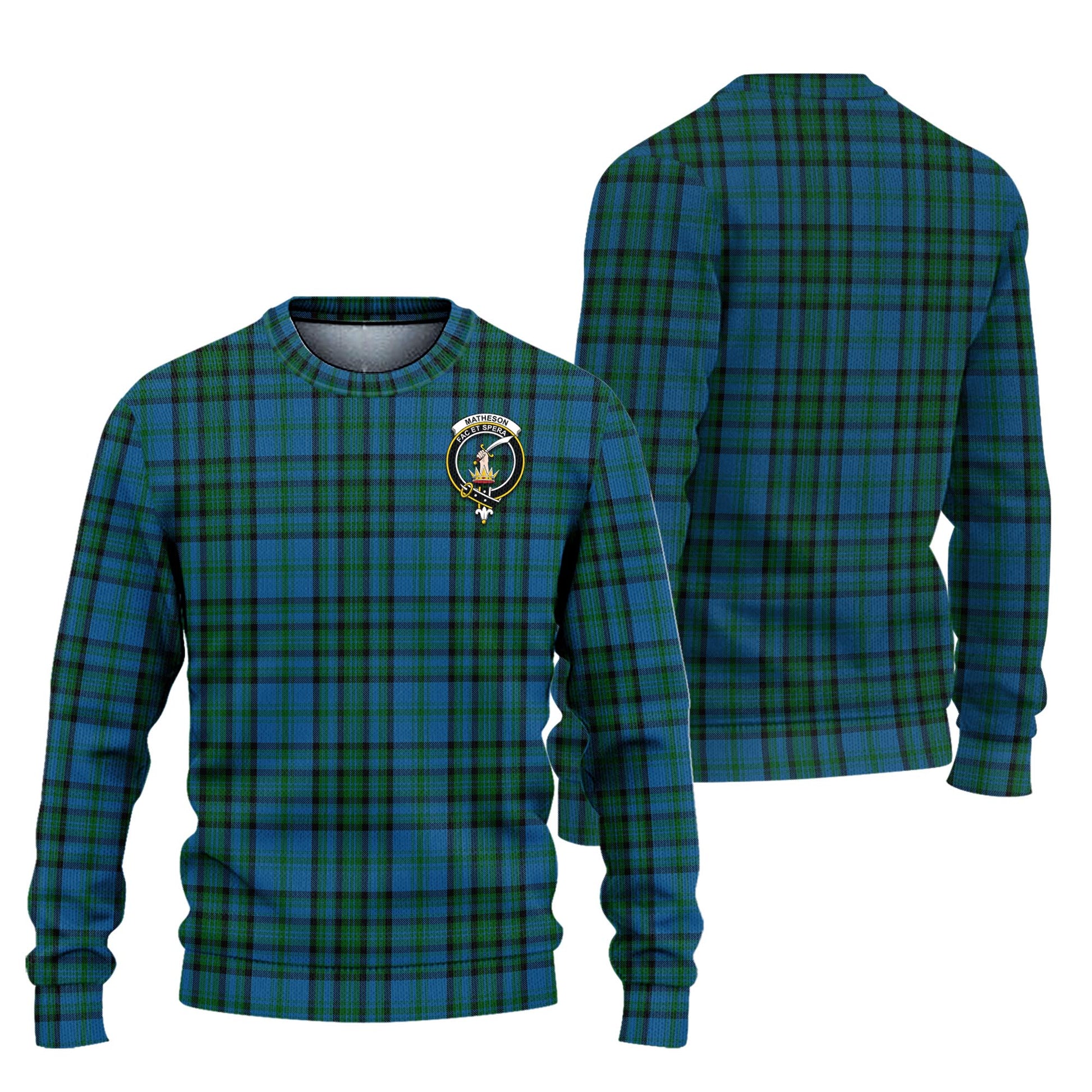 Matheson Hunting Tartan Knitted Sweater with Family Crest Unisex - Tartanvibesclothing