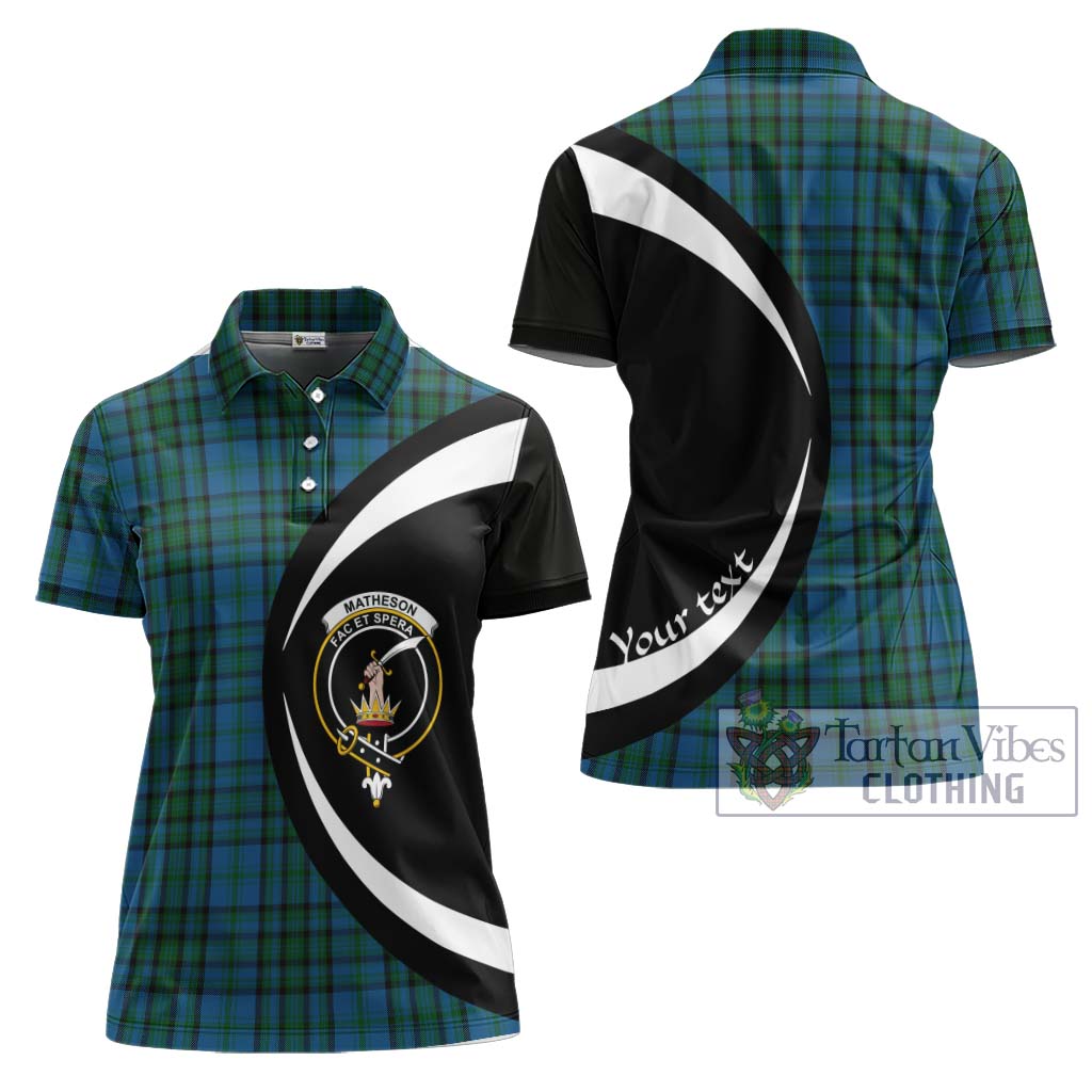 Matheson Hunting Tartan Women's Polo Shirt with Family Crest Circle Style Women - Tartan Vibes Clothing