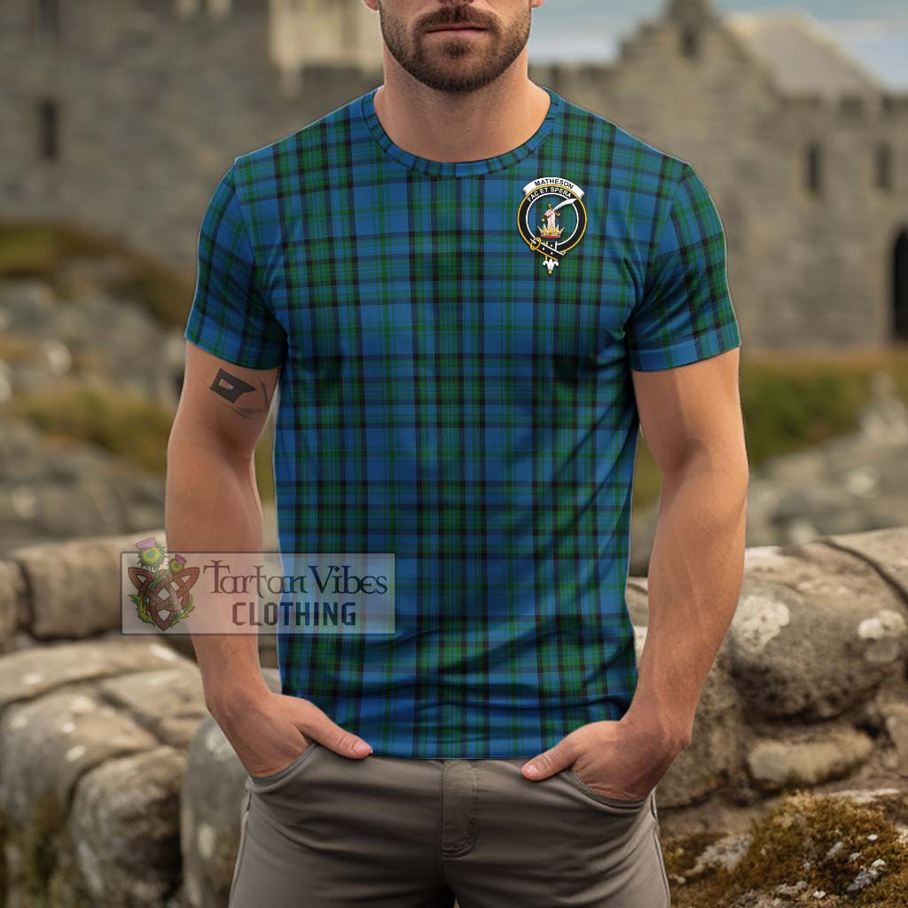 Tartan Vibes Clothing Matheson Hunting Tartan Cotton T-Shirt with Family Crest