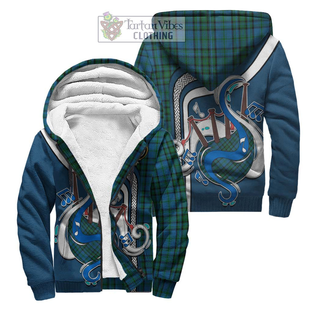 Matheson Hunting Tartan Sherpa Hoodie with Epic Bagpipe Style Unisex S - Tartanvibesclothing Shop