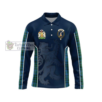 Matheson Hunting Tartan Long Sleeve Polo Shirt with Family Crest and Lion Rampant Vibes Sport Style