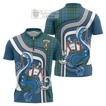 Matheson Hunting Tartan Zipper Polo Shirt with Epic Bagpipe Style