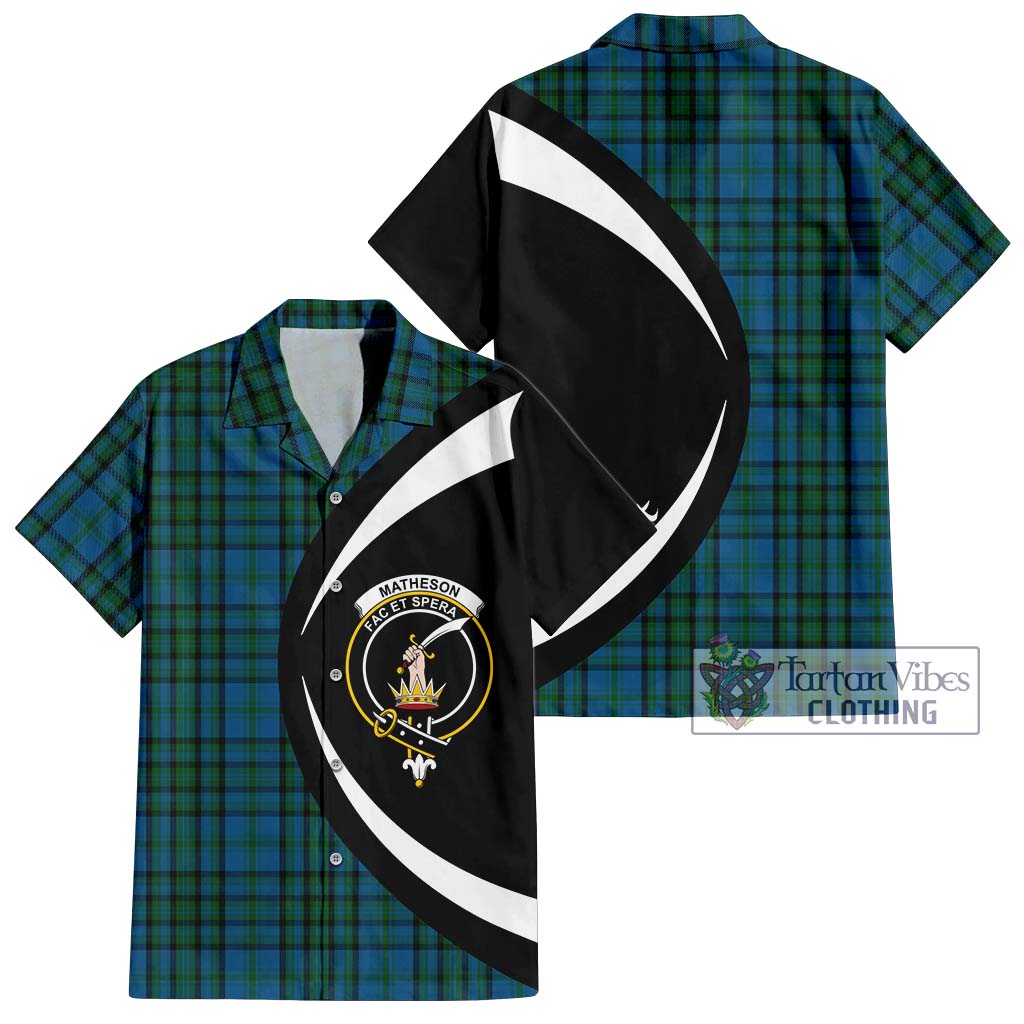 Tartan Vibes Clothing Matheson Hunting Tartan Short Sleeve Button Up with Family Crest Circle Style