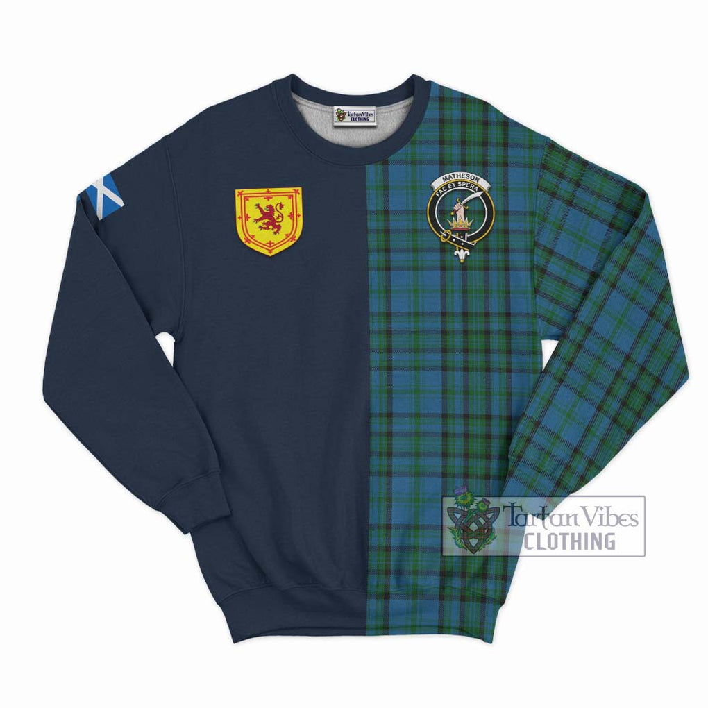 Tartan Vibes Clothing Matheson Hunting Tartan Sweatshirt with Scottish Lion Royal Arm Half Style