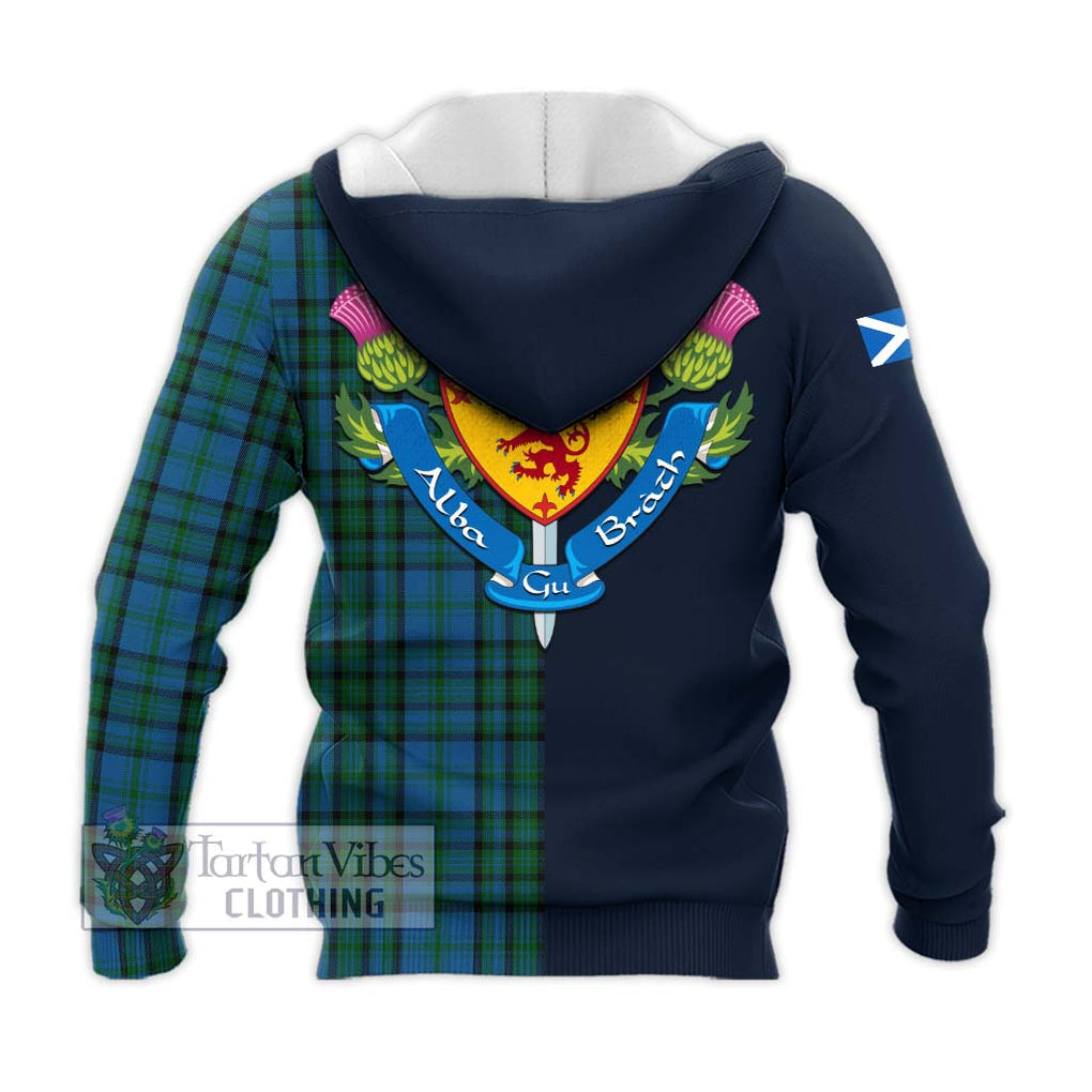 Tartan Vibes Clothing Matheson Hunting Tartan Knitted Hoodie with Scottish Lion Royal Arm Half Style